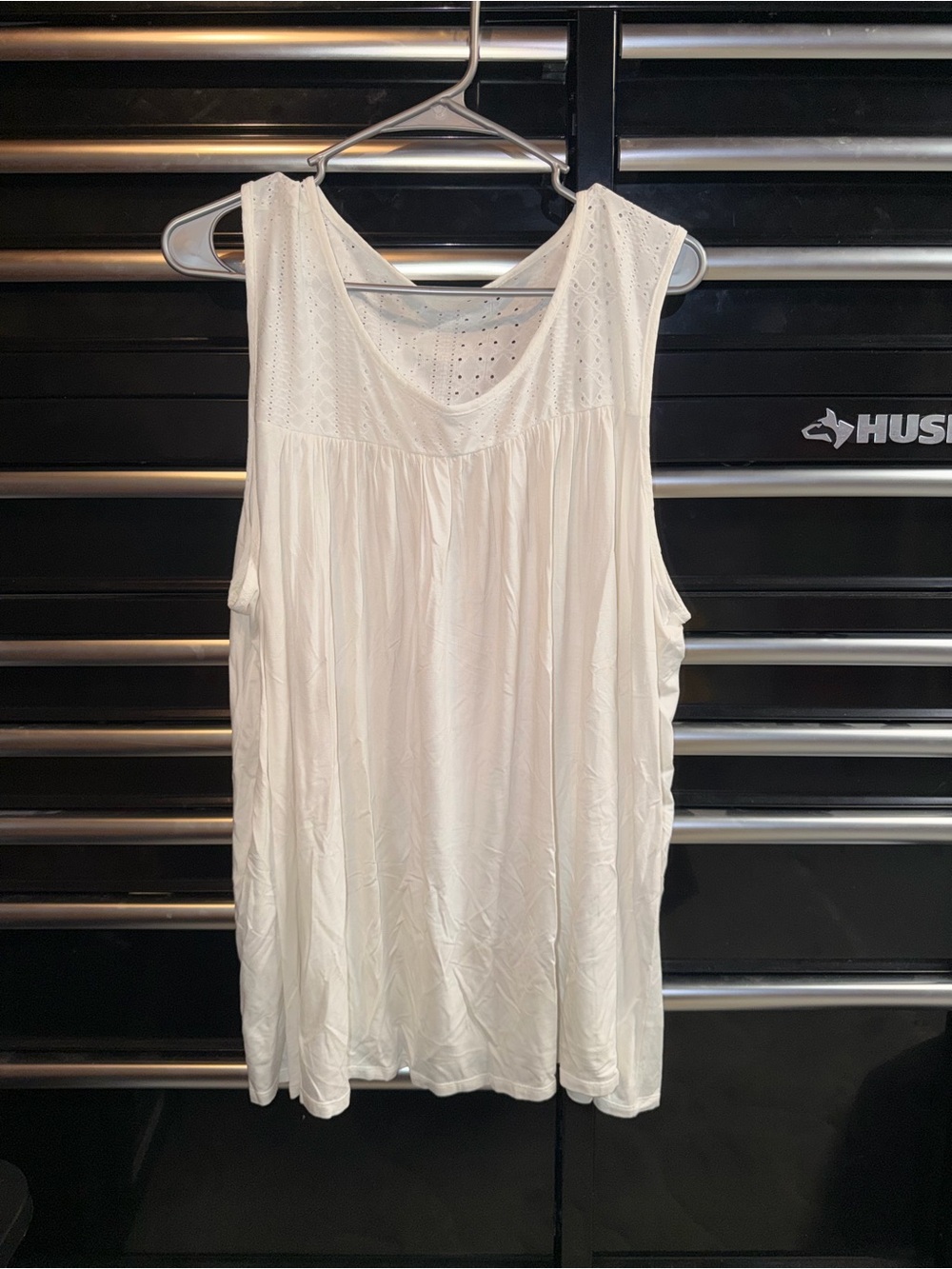 Lane Bryant White Eyelet Scoop Neck Tank